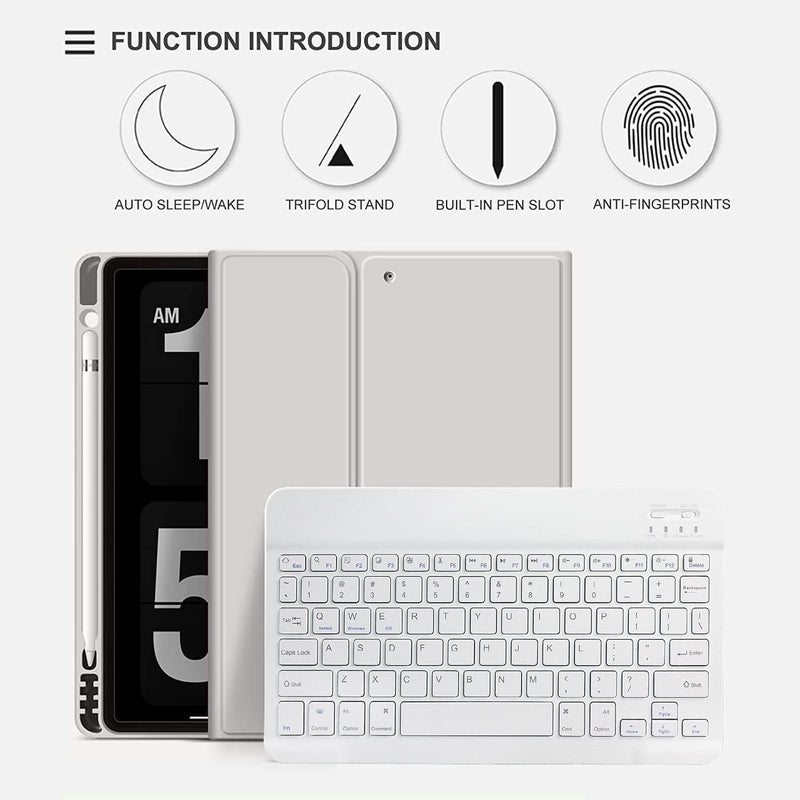 kenke Case with Keyboard for iPad 9th/8th/7th Generation 10.2 inch 2021/2020/2019 Detachable Wireless Bluetooth Keyboard Cover Thin & Light with Left Side Pencil Holder Auto Wake/Sleep（Gray） - Image 2